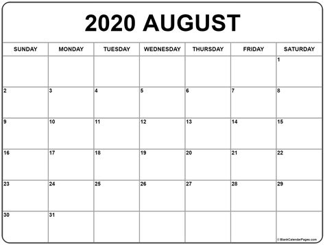 Printable August 2020 Calendar Beta Calendars Riset