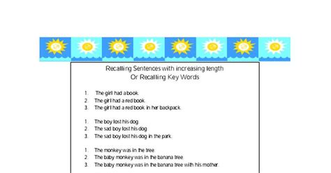 Recalling sentences with increasing length.pdf | Sentences, Middle ...