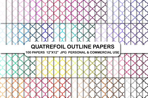 Quatrefoil Outline Digital Papers Set Graphic By Bestgraphicsonline