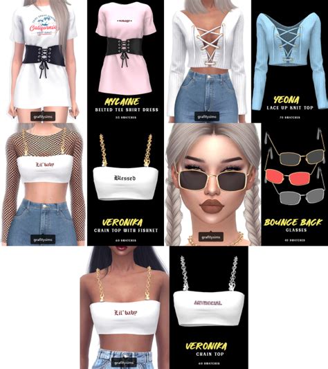 Grafity — Includes 5 Items Yeona Lace Up Knit Top 70 Sims 4
