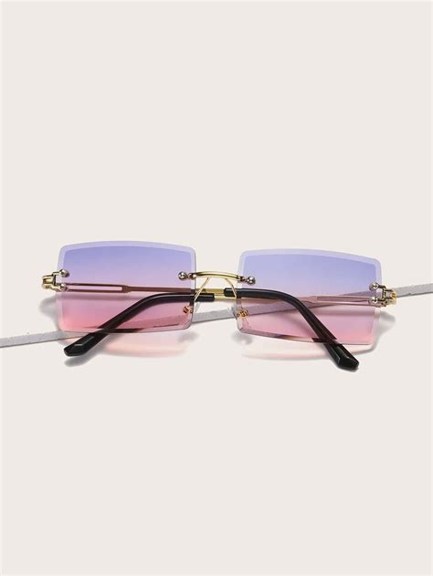 Square Rimless Sunglasses Shein Uk Fashion Eye Glasses Trendy