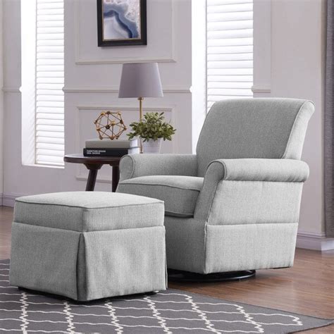 Shop Handy Living Dove Grey Linen Wood Frame Swivel Glider Arm Chair