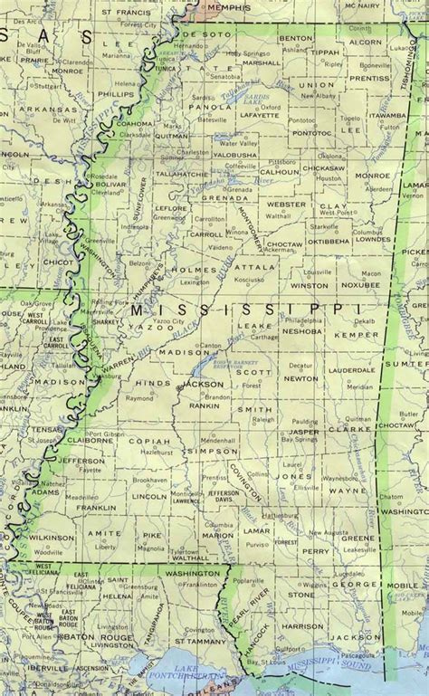 Mississippi Map Travel Information Hotels Accommodation And Real Estate
