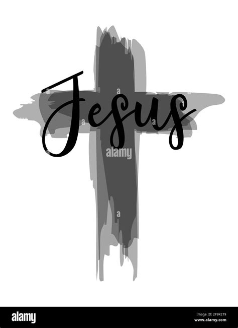 Jesus Hand Written Vector Calligraphy Lettering Text In Cross Shape