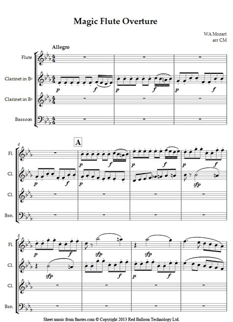 Mozart Magic Flute Overture Sheet Music For Wind Ensemble
