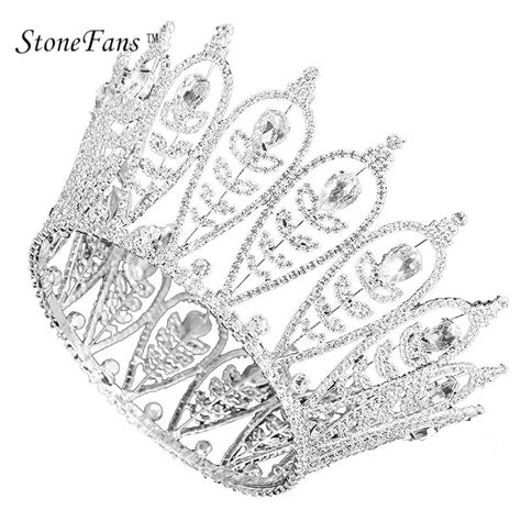 Stonefans Rhinestone Full Round Pageant Crowns Crystal Beauty Pageant Jewelry Crowns And Tiaras