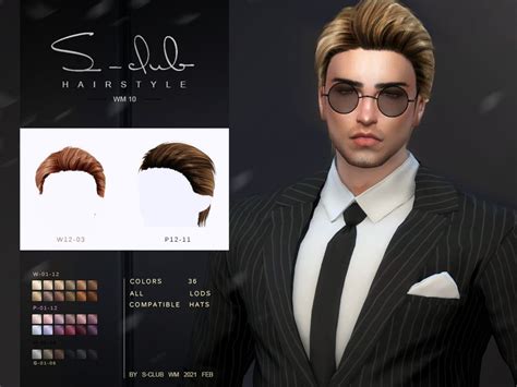Sims 4 — S Club Ts4 Wm Hair 20210 By S Club — Hair For Man 36 Swatches