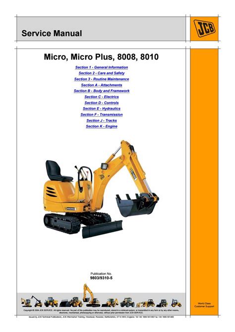 Jcb Micro 8008 Excavator Service Repair Manual Sn M1239500 Onwards By