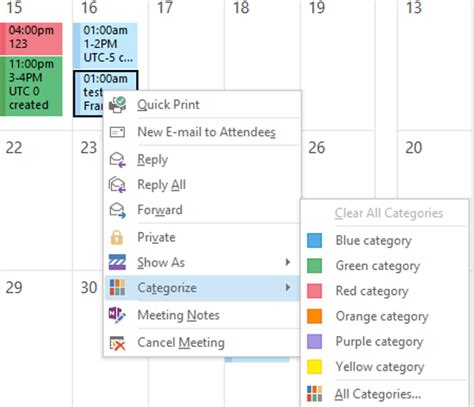 Office 365 Outlook Calendar Categories And Colors Microsoft Community