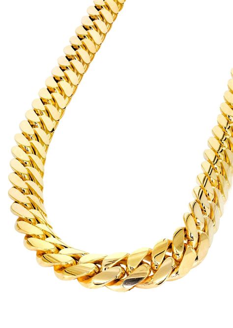 14kt Gold Miami Cuban Link Solid Chain Heavy Rounded Curb Etsy