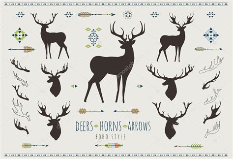 Rustic Silhouettes Rustic Antlers Set Silhouettes Of Rustic Antler