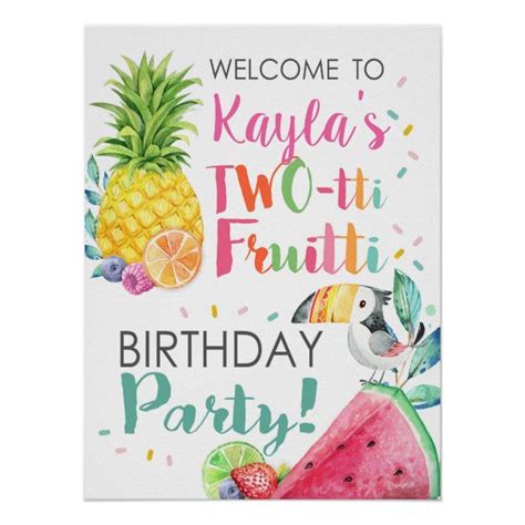 Twotti Fruitt Party Poster Zazzle Party Poster Custom Holiday Card