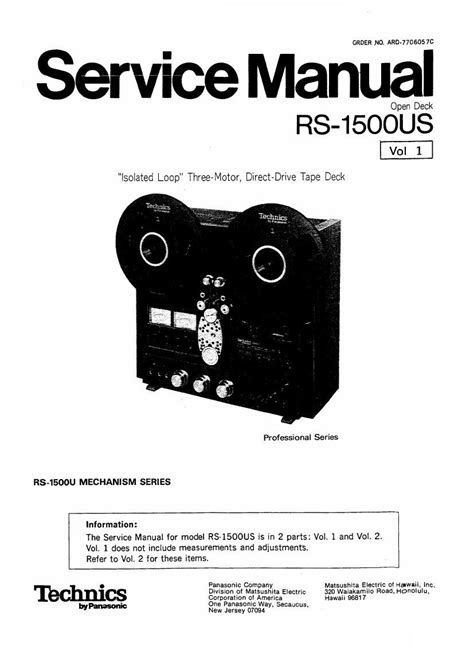 Free Audio Service Manuals Free Download Technics Rs 1500 Us Service