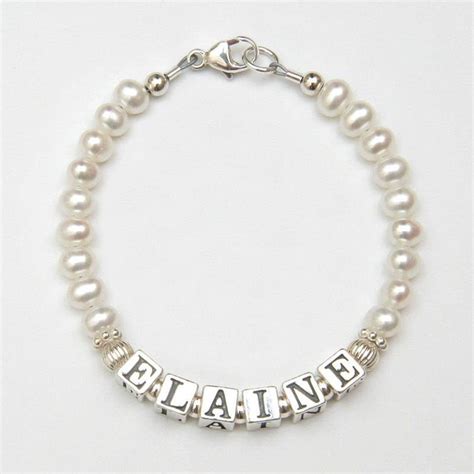 Baby Name Bracelet Personalized Baby Bracelet Birthstone Pearl Etsy