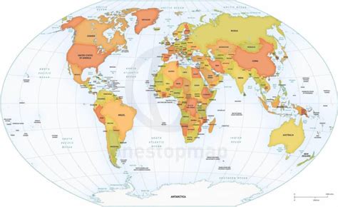 🌎 Vector Map World Bathymetry Mercator Europe One Stop Map