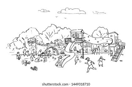 Will he be able to go on the swings? Playground Drawing For Kids - MenalMeida