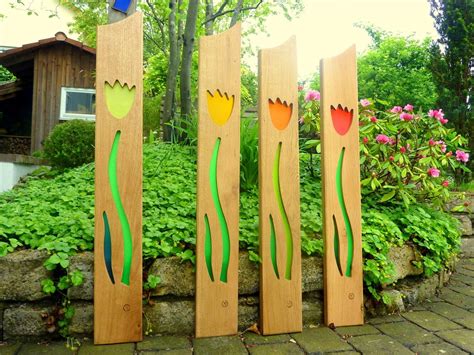 Garden Sculpture Made Of Wood And Glass Etsy Stained Glass Projects Stained Glass Patterns