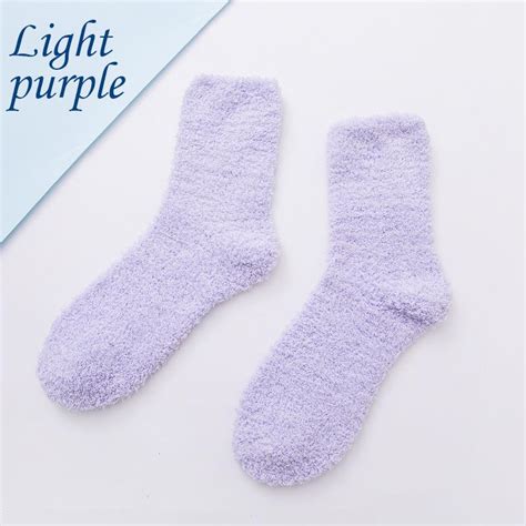Buy 1pair Women Girls Coral Fleece Bed Sleep Socks Floor Socks Fluffy Long Socks Winter Warm