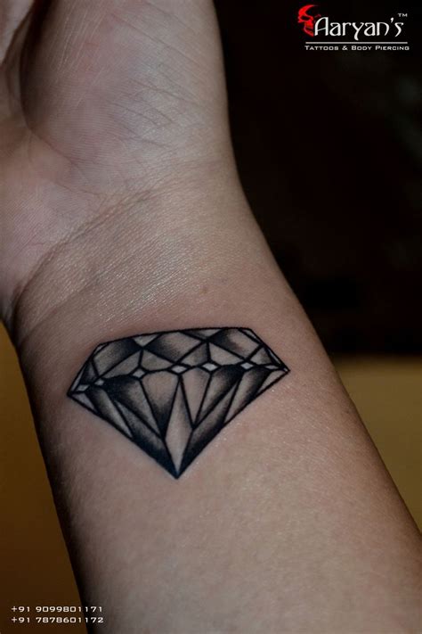 Realistic Diamond Tattoo On Right Wrist