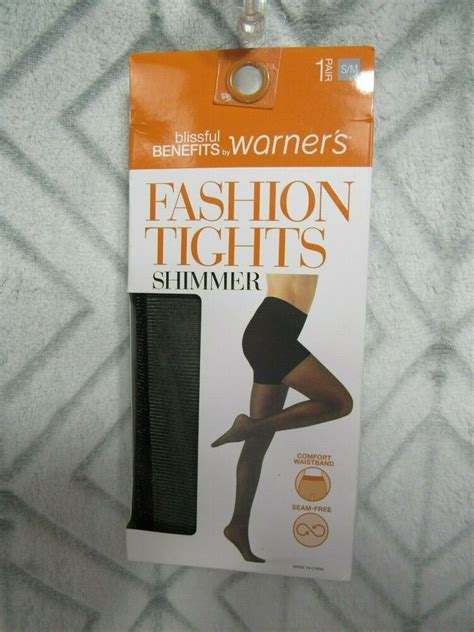 New Blissful Benefits Warners Tights Size S 4 6 Black Gold Shimmer 90 130 Lbs Warners Tights