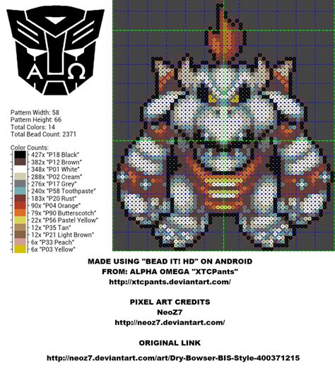 Dry Bowser Perler Bead Pattern By Xtcpants On Deviantart