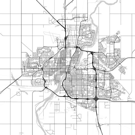 Saskatoon Saskatchewan Canada Downtown City Map In Light Version