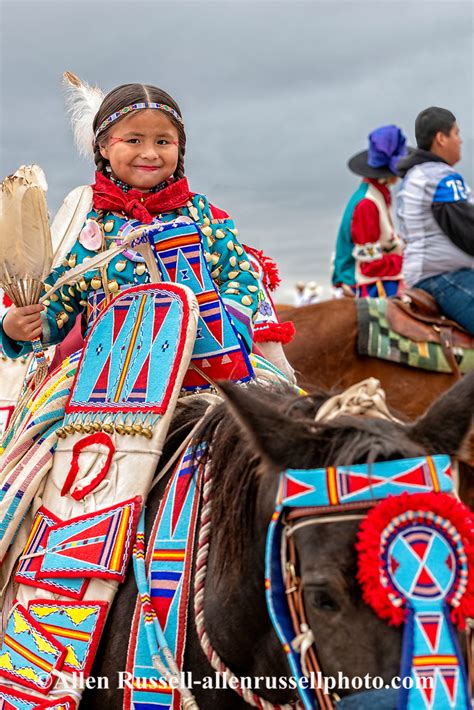Girl At Crow Fair Parade On Crow Indian Reservation In Montana Allen
