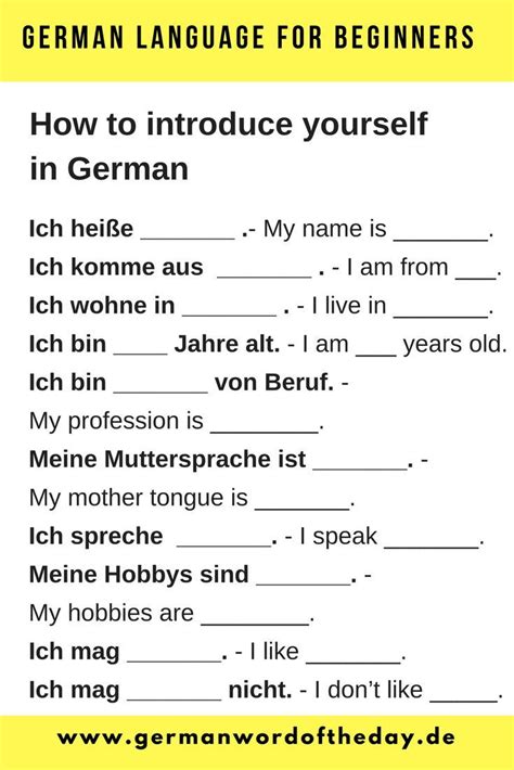 German For Beginners Worksheet