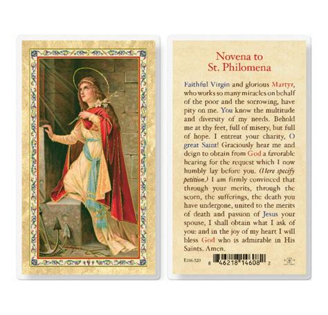 St Philomena Novena Gold Stamped Laminated Holy Card 25 Pack Buy