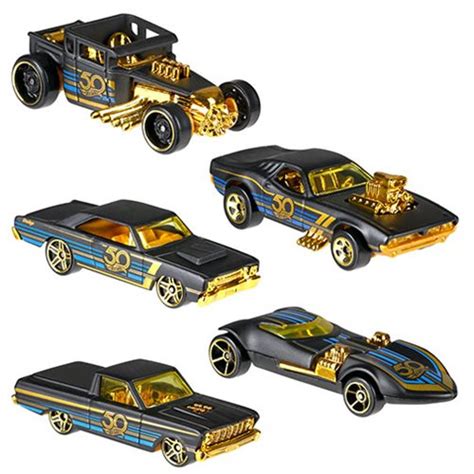 The packaging pays homage to our classic 1968 blister, including a collectible. Hot Wheels 50th Anniversary Black and Gold Vehicles Case ...