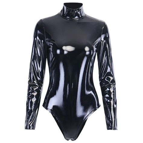 Women Hot Black Pu Leather Jumpsuits Lingerie Audrey Hollander Sm