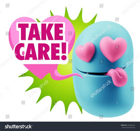 3d Rendering Emoji Saying Take Care Stock Illustration 452026564