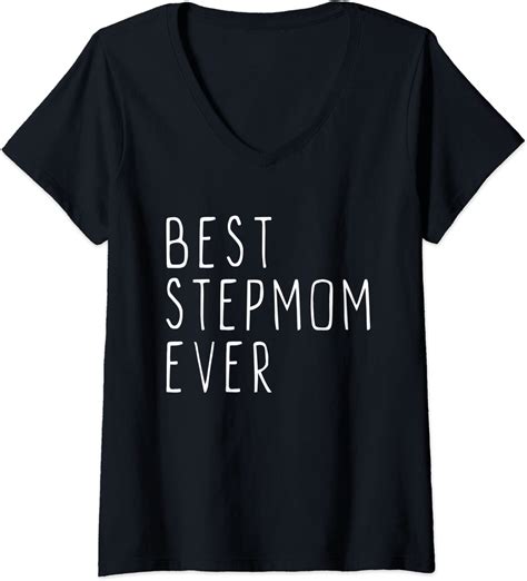 Damen Best Step Mom Ever Cool Stepmom Mothers Day T T Shirt Mit V Ausschnitt Amazonde