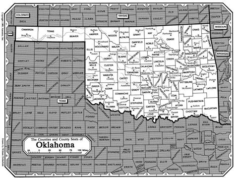 Map Of Oklahoma Counties With County Seats