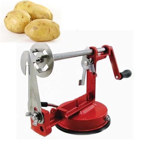 2019 Manual Red Stainless Steel Twisted Potato Apple Slicer Spiral
