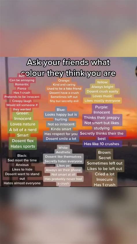 Ask Your Friend What Color They Think You Are🌈 Best Friend Questions