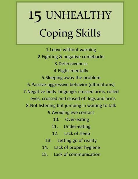 15 Unhealthy Coping Skills Part I Transcendence Coping Skills Mental