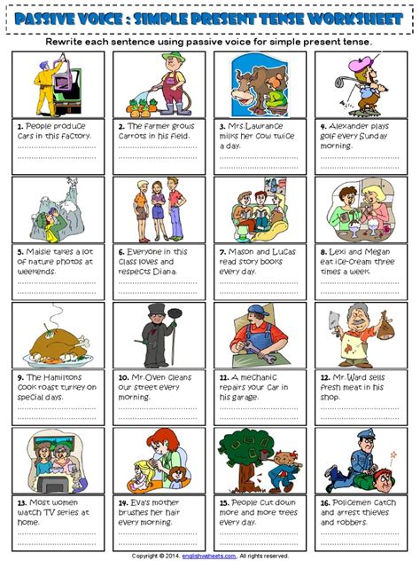 The wallet wasn't given by him. passive voice simple present tense esl exercises worksheet ...