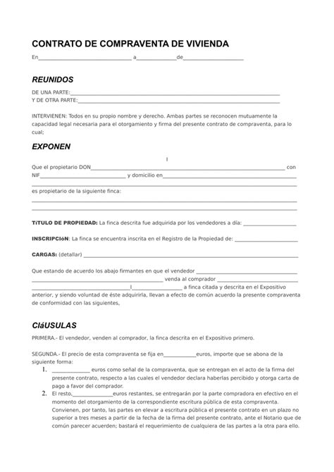 Contrato De Compraventa De Casa Ejemplos Y Formatos Word Pdf Images