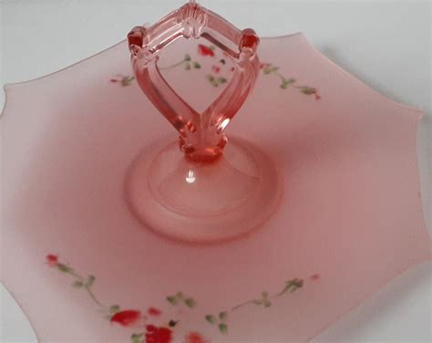 Vintage 1930s Depression Frosted Satin Pink Glass Center Etsy