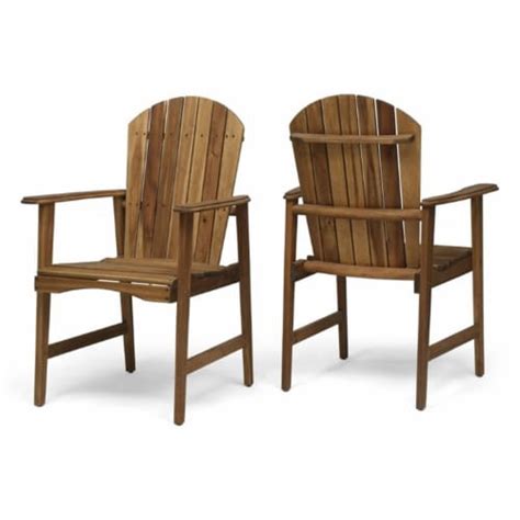 Noble House Malibu Outdoor Acacia Wood Dining Chair In Natural Set Of