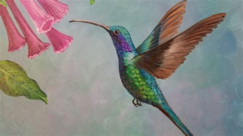 Hummingbird Acrylic Painting Tutorial Live Youtube Hummingbird