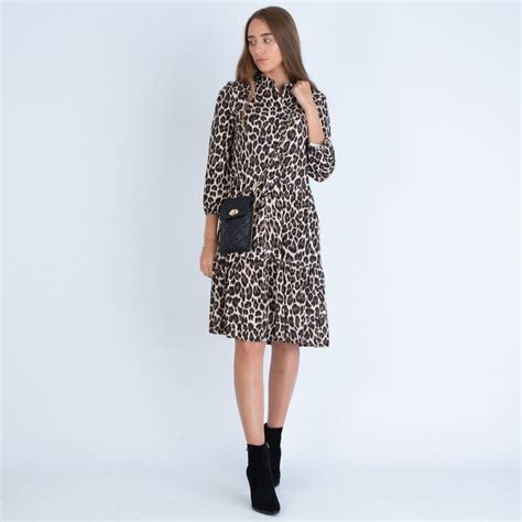 Marc Cain Leopard Print Tiered Dress Leopard