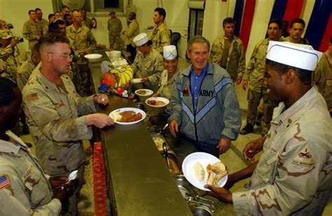President Bush Meets With Troops In Iraq On Thanksgiving