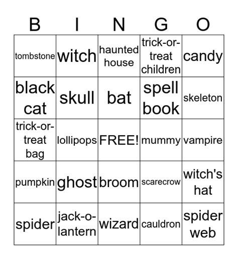 Halloween Bingo Card