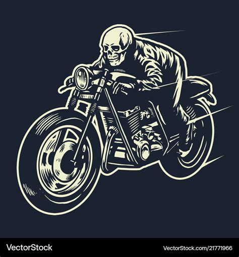 Skull Ride The Cafe Racer Motorcycle Royalty Free Vector