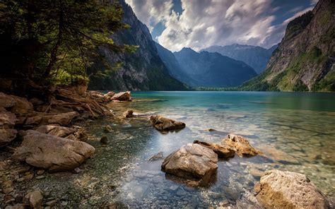 Nature Landscape Alps Summer Lake Mountain Trees Water Wallpaper