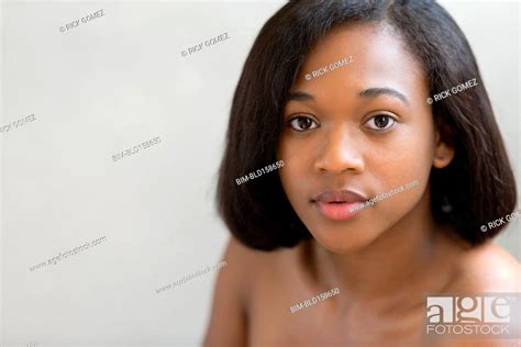 Close Up Of Face Of Nude Mixed Race Woman Stock Photo Picture And