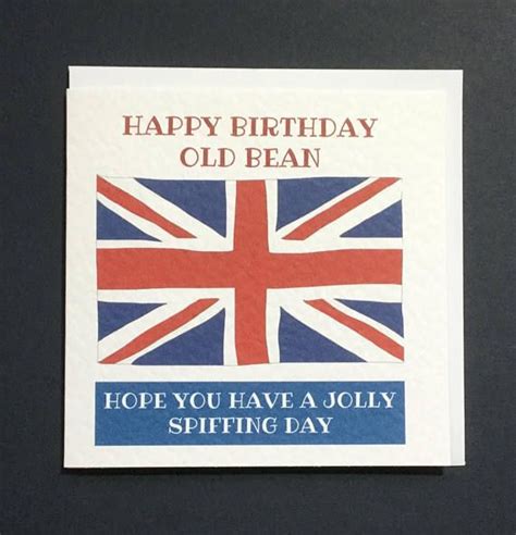 Happy Birthday Old Bean Handmade In England Card Union Jack Etsy