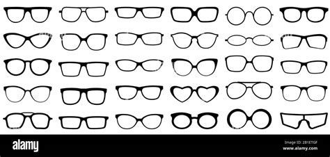 Glasses Silhouette Retro Glasses Eye Health Eyewear And Rim Sunglasses Silhouettes Vector Set